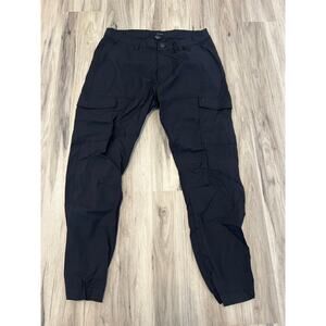 Fried Denim Pants Mens 34x30 Black Nylon Cargo Jogger Stretch Zip Pockets Casual
